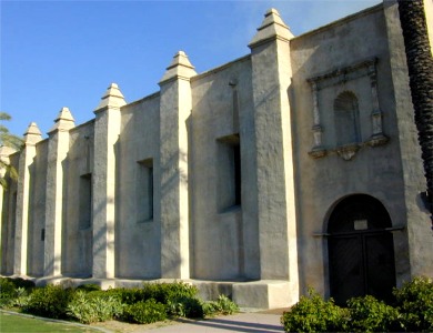 A new image of the facade of the church of the Mission San Gabriel.