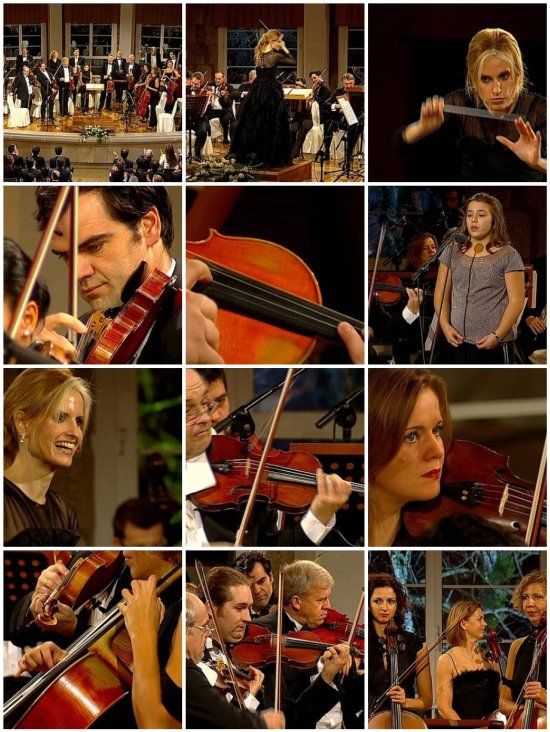 Inma Shara e a Sinfónica Checa en Mondariz Balneario (fotogramas Televisión de Galicia)