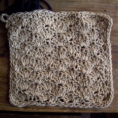 My organic cotton washcloth, crocheted in a shell stitch pattern