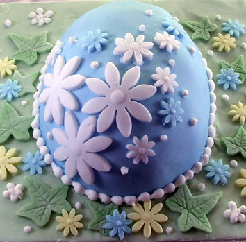 decorated cakes for easter. easter-egg-flowers-cake