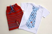 Smart in the City set - knit shorties & appliqued t-shirt - medium