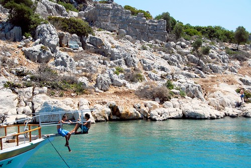 swimming in the deep blue mediterranean, kas boat trip
