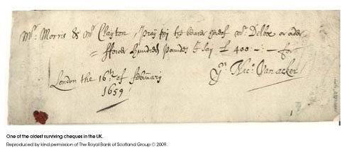 Oldest surviving cheque in britain
