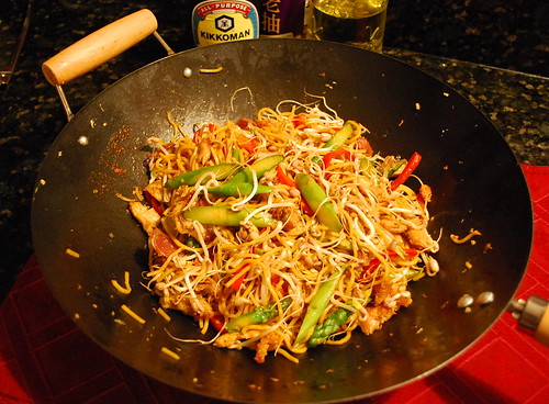 Stir-Fried Lo Mein with homegrown bean sprouts