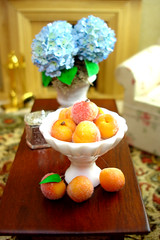 Fresh Peaches in Pedestal Bowl