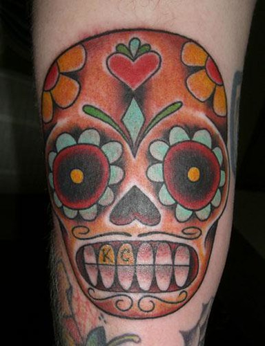 cary aldridge sugar skull tattoo by Short North Tattoo sugar skull tattoo