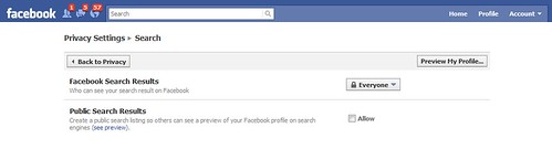 "public search" setting in Facebook