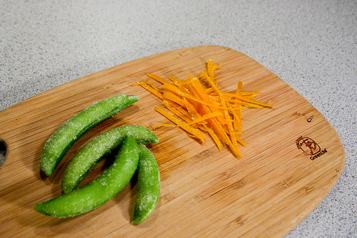 orange zest and frozen peas
