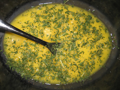 Parsley in the Egg Mixture