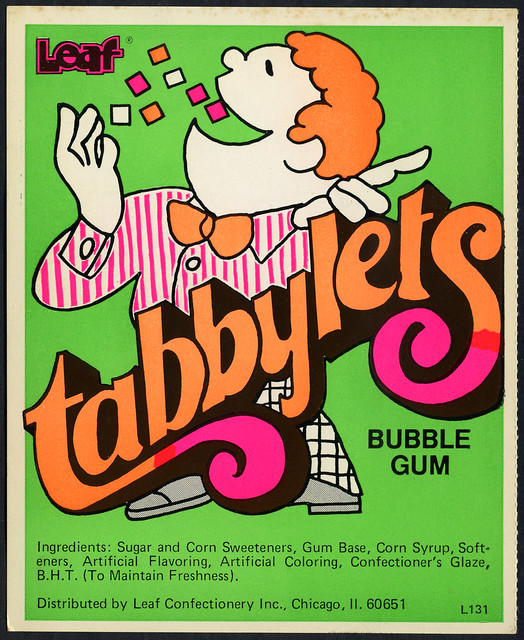 Candy Machine Vending Insert Card - Leaf Tabbylets bubble gum - 1970's