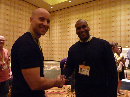 Anjuan shaking hands with Core Conversation attendee at SXSW