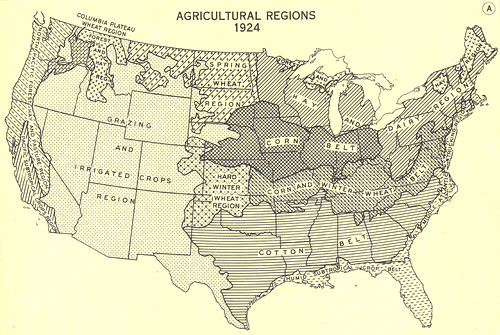 map of 5 regions of united states. Agricultural Regions, 1924
