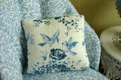 Bluebird Toile Pillow