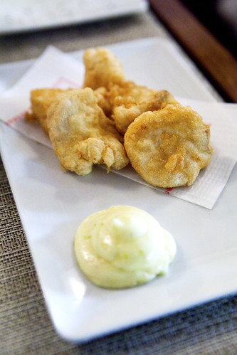 Fried whiting fish medallions with citron vert aioli