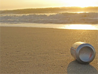 beer can on Carolina Beach, April 2010