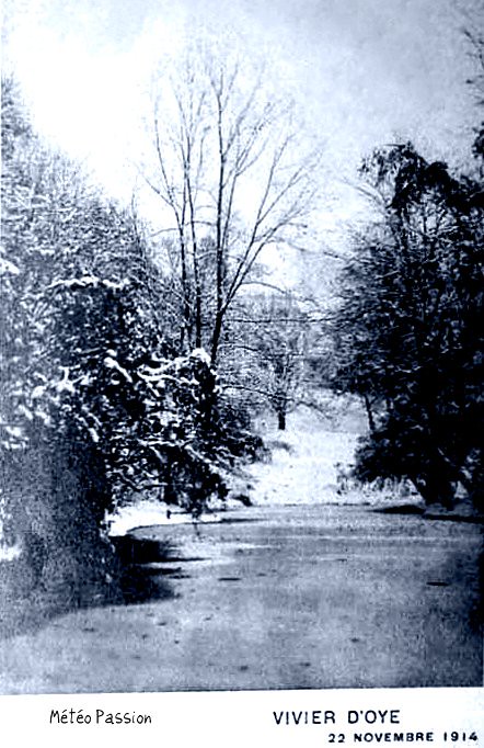 neige et étang gelé à Uccle le 22 novembre 1914