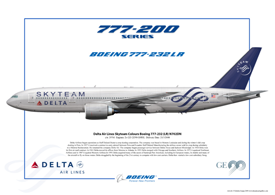 Delta Air Lines Skyteam Colours Boeing 777-232 LR N702DN