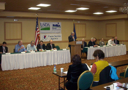 Alaska Rural Development State Director Jim Nordlund (at podium) speaks during a USDA-Sponsored Jobs Forum in Fairbanks