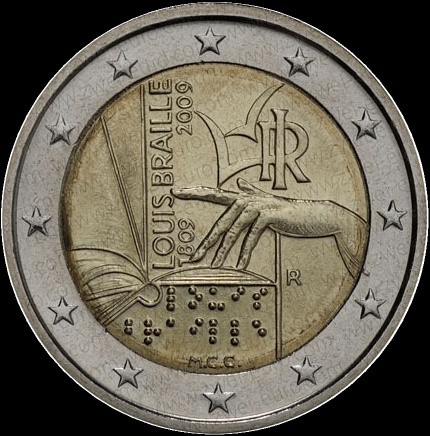2 Euro Taliansko 2009, L.Braille