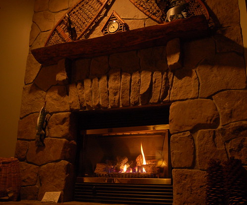 A cozy fireplace