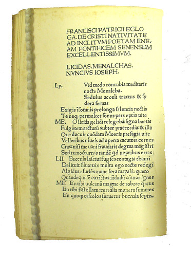 Opening page of Patritius, Franciscus: Ecloga de Christi nativitate