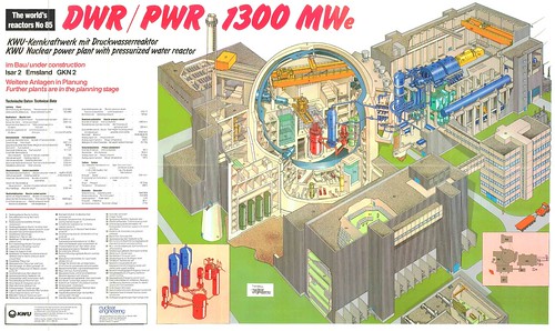 The World's Reactors, No. 85, DWR-PWR 1300 MWe, Germany. Wall chart insert, Nuclear Engineering, March 1984