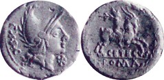 288/1 Cornelia Roma phrygian helmet Shepherd Atys riding goat CETEGVS wreath Denarius