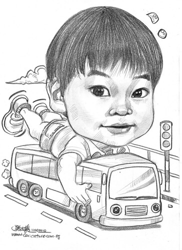 Boy caricature in pencil