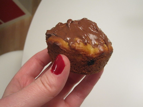 Oat muffin with nutella on top
