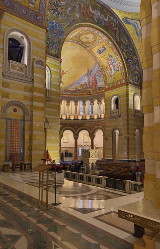 Cathedral Basilica of Saint Louis, in Saint Louis, Missouri, USA - view of nave from sanctuary