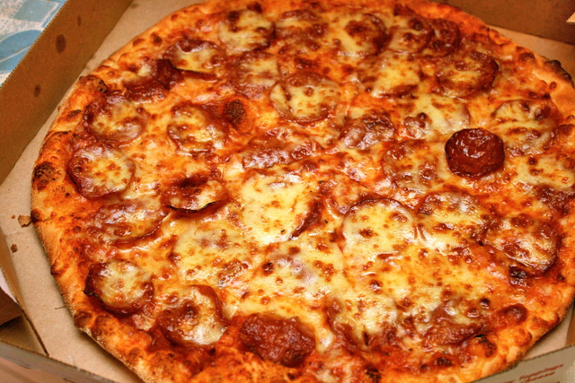 Pepperoni pizza with New York crust