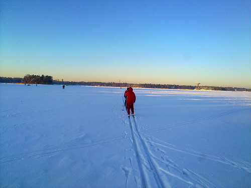 Skiing over the frozen sea