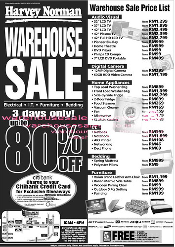 29 - 31 Jan: Harvey Norman 3 Days Warehouse Sale