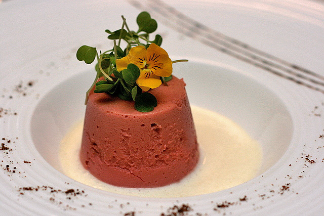 Beetroot Cake with Robiola Cheese Fondue