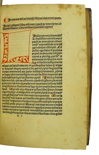 Manuscript initial, capital strokes, paragraph marks and underlining in Polo, Marco: De consuetudinibus et conditionibus orientalium regionum