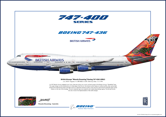 British Airways Wunala Dreaming Boeing 747-436 G-BNLS