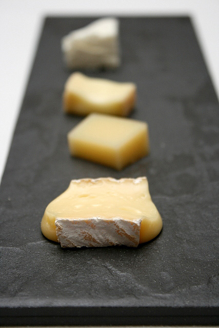 Cheese to go with beer! From front to back - Brie, Comte, Munster and a super-intense goat cheese