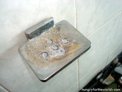 Rusting and grimy soap holder