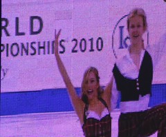 Chrissy and Mark on the Worlds Jumbotron at the end of their Scottish OD.