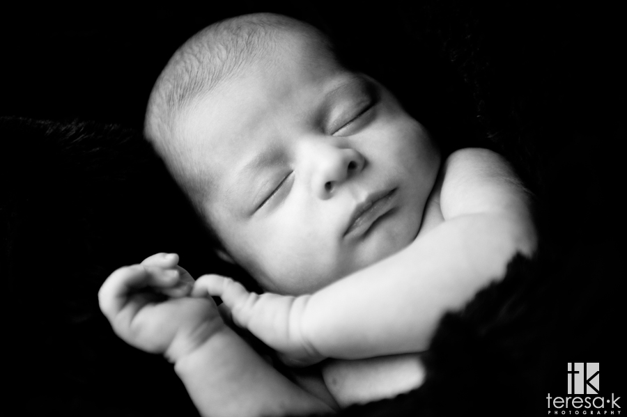 black and white newborn portraits, contemporary baby pictures, modern baby portraits, Noah's newborn portraits, Folsom newborn photographer, Teresa K photography