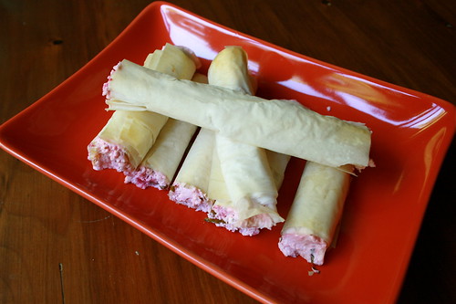 Strawberry Goat Cheese - Strawberry Goat Cheese & Basil Cigars lead off a meal full of strawberry-infused dishes.