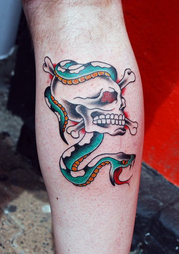 Skull Snake Tattoo Jonesy Flash
