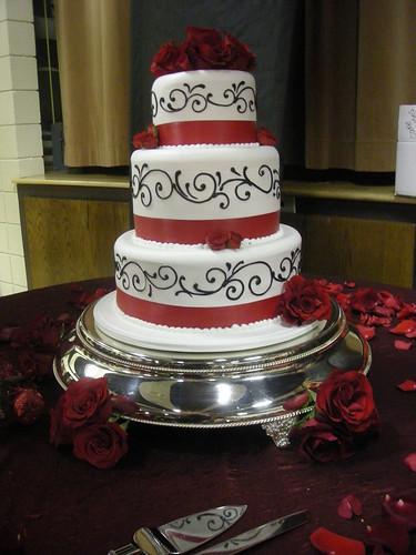 Black red and white wedding cake 148 by Asweetdesign