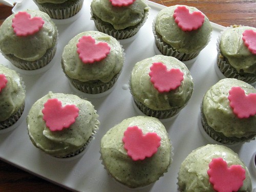 Green Tea Cupcakes - Hearts