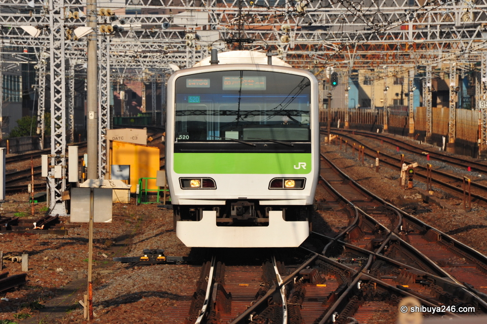 The Yamanote Line train approaches the Station.