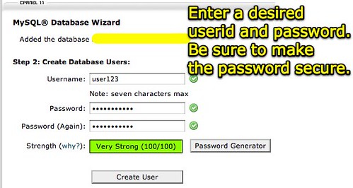 cPanel X - Create User and Password for MySQL