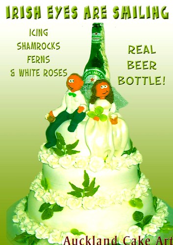 IRISH EYES BEER ROSES WEDDING CAKE