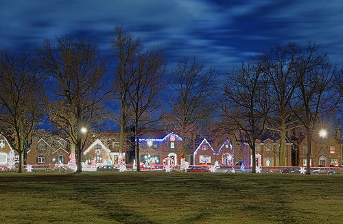 Christmas lights, Saint Louis Hills neighborhood of Saint Louis, Missouri, USA