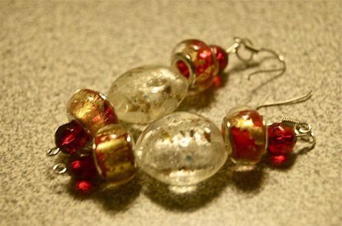 fiery glass & topaz glass earrings