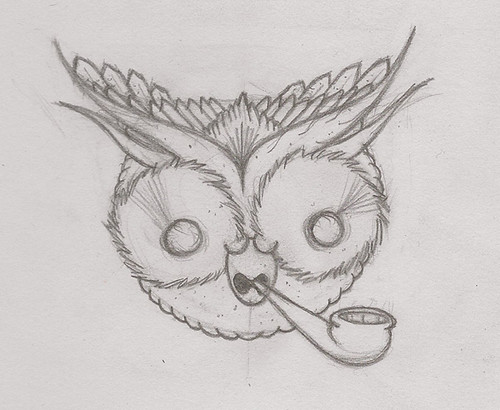 old school owl tattoo design